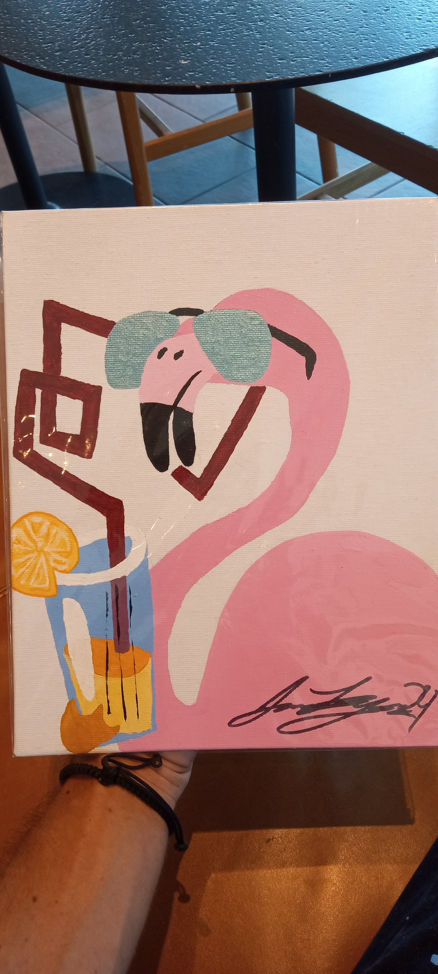 Z - "Tipsy In Pink" FLamingo Painting